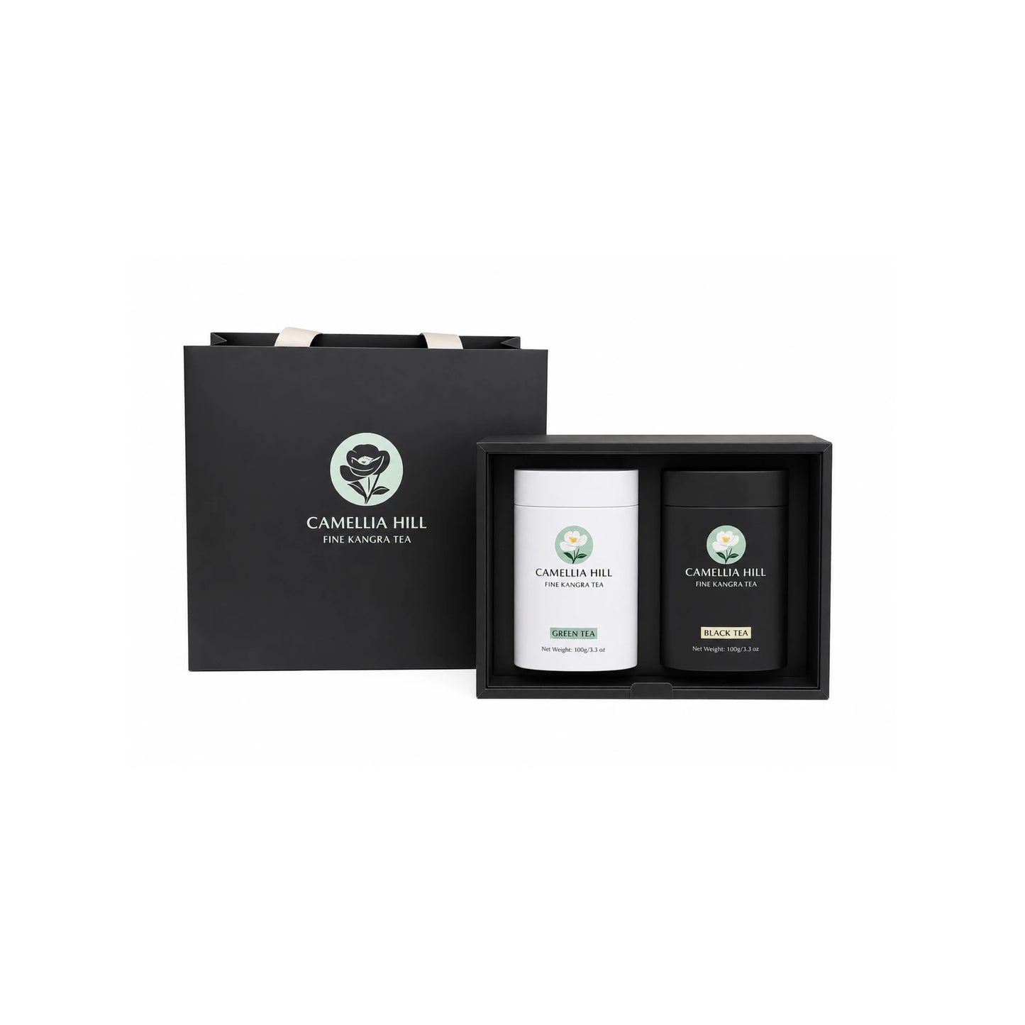 Kangra Black and Green Tea Set of 2 Tins